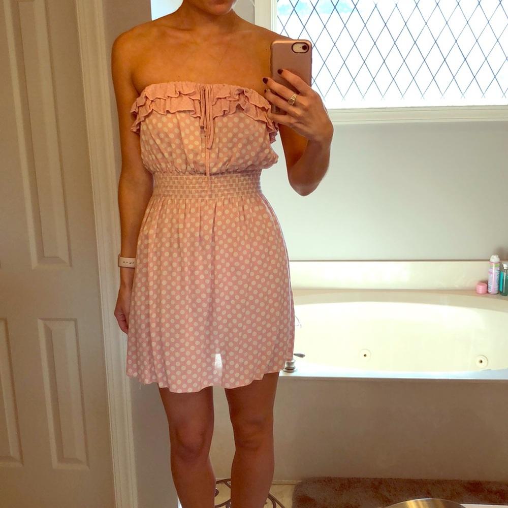 Pink polka dot dress